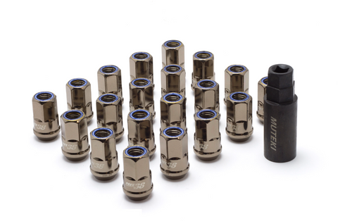 Muteki - HR38 Open Ended Steel Lug Nuts - 12x1.5mm - Titanium Chrome / Blue Ring